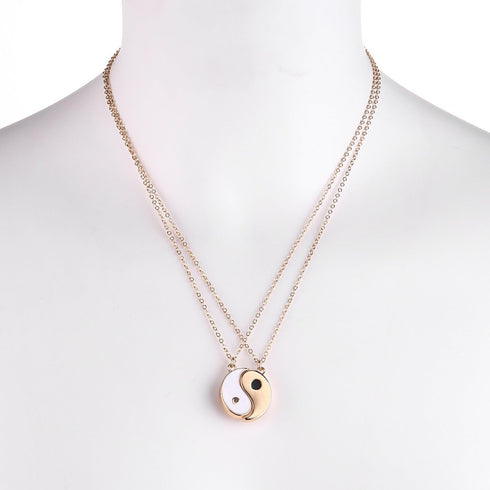LUX ACCESSORIES Ying Yang Twins Emoji symbol BFF Pendent Friendship Necklaces Gift for Friends (Gold)...