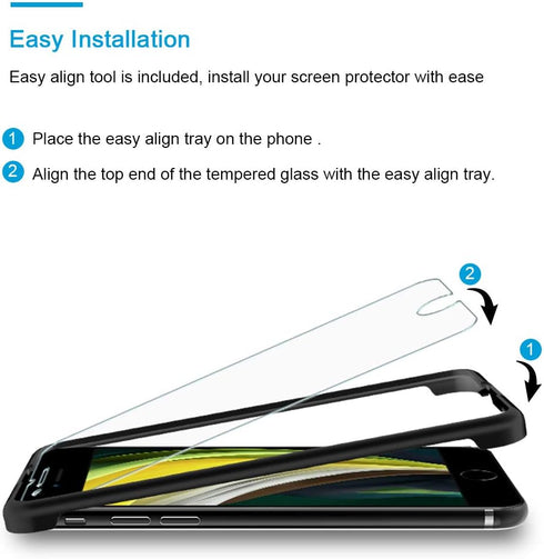 HATOSHI 3 Pack Screen Protector Designed for iPhone SE 2022 (3rd Gen), iPhone SE 2020 (2nd Gen), iPhone 8/7/6, 4.7-inch 9H HD Tempered Glass Film,...