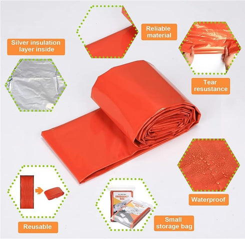 Galaxy Thermal Mylar Emergency Ponchos Raincoat Blanket Reversible Survival Gear for Sport Outdoor Camping Hiking Traveling with Whistle 4 Packs...