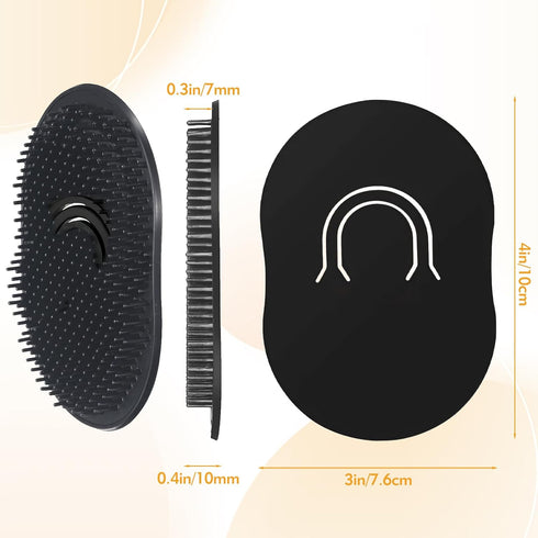 Pocket Palm Combs,6 Pieces Soft Portable Hand Comb,Pocket Beard Brush Massager Hair Brush Comb for Men and Pets(Black)...
