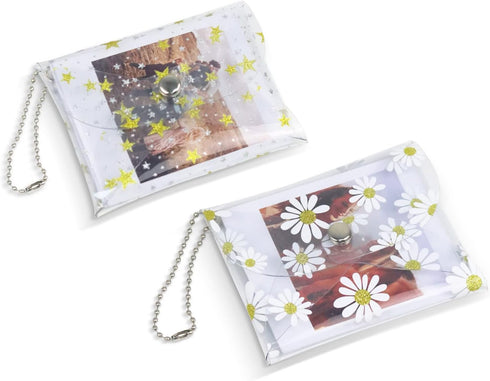 CAIYOULE Mini Photo Case Pouch for Fujifilm Instax Mini 99/12/11/9/8/7/7+/EVO/SQ Instant Camera Films Vogue Clear Picture Holder Bag (Star & Daisy...