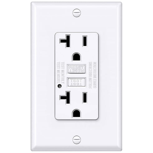 BESTTEN GFCI Outlet 20 Amp, GFI Electrical Receptacle with LED Indicator, 20A Non-Tamper-Resistant Ground Fault Circuit Interrupter, Wallplate Inc...
