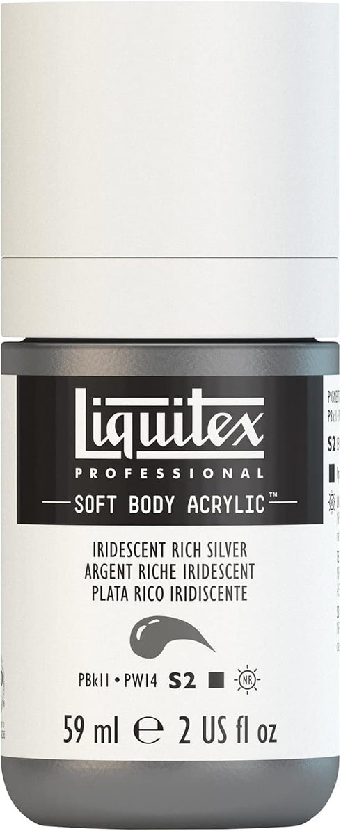 Liquitex Professional Soft Body Acrylic Paint, 59ml (2-oz) Bottle, Iridescent Rich Silver...
