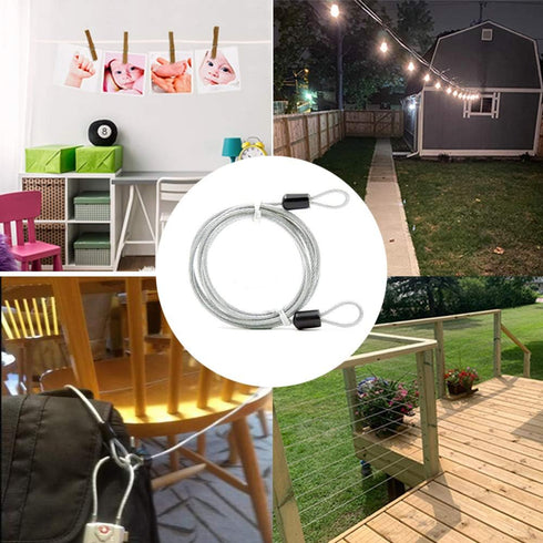 Car Cover Safety Steel Cable, Outdoor Clothesline, Steel Cable, 6.56 Ft 2.5 mm Braided Steel Strip Coated Safety Cable, Luggage Lock Safety Cable,...