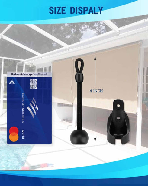 Bungee Kit and End Cap,Compatible with Coolaroo Outdoor Roller Sun Shade Replacement Parts,Shade Tie Downs(2set,Black)...
