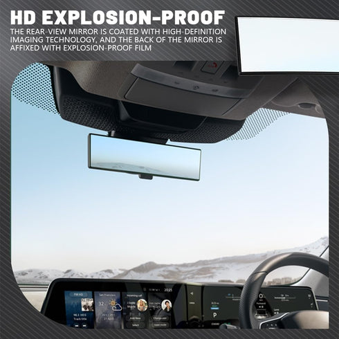 Car Rearview Mirrors, Shock Resistant Interior Clip-on Panoramic Rear View Mirror for Car, 12 inch HD Wide Viewing Range to Reduce Blind Spot Effe...
