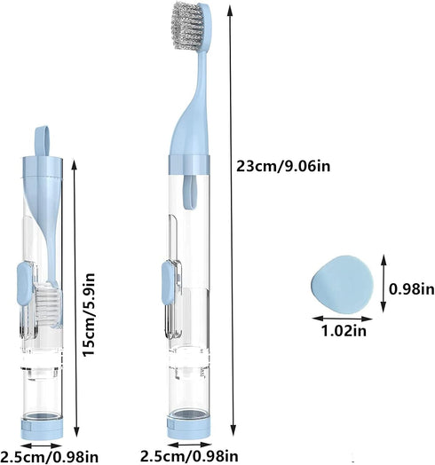 2Pcs Toothbrushes Kit Fold Travel Size Built-in Travel Toothpaste Container, Including 2 Cleaner Head Soft Bristles for Travel, Camping, School, B...
