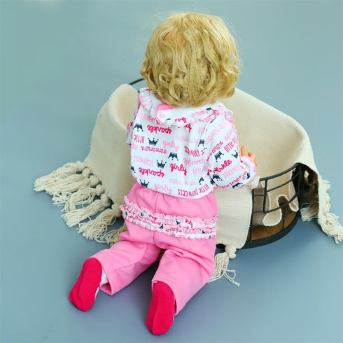 Reborn Baby Doll Clothes 20inch Pink Outfit Accessories Set for 17-22 Inch Reborn Dolls Girls Baby Clothing with Bibbed...