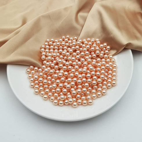1100pcs Champagne Undrilled ABS Pearls for Vase Fillers, 8mm No Hole Makeup Beads to Hold Brush Lipstick Eyeliner, Imitation Round Pearl Beads for...