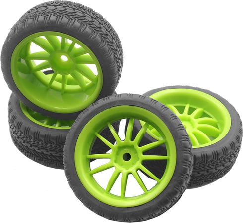 4Pack Vgoohobby RC Rubber Tires and Plastic Wheel Rims 12mm Hex Hub Compatible with HSP HPI Redcat Tamiya RC 1/10 On Road Racing Touring Car...