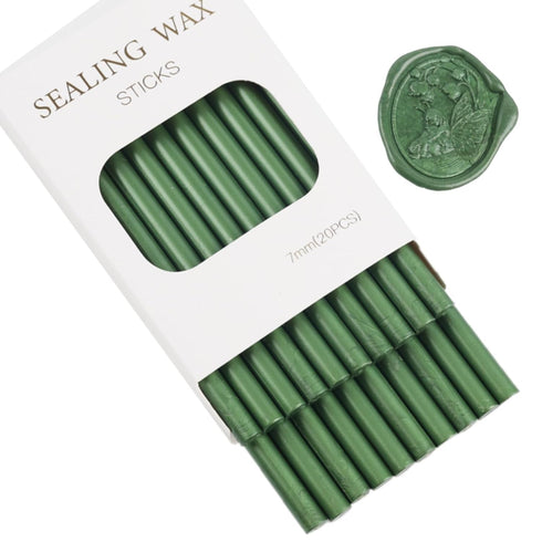 Pine Green Wax Seal Sticks, ONWINPOR 20pcs Glue Gun Wax Sealing Sticks for Wax Seal Stamp, Wedding Invitations, Envelope Letter Sealing (Dark Gree...