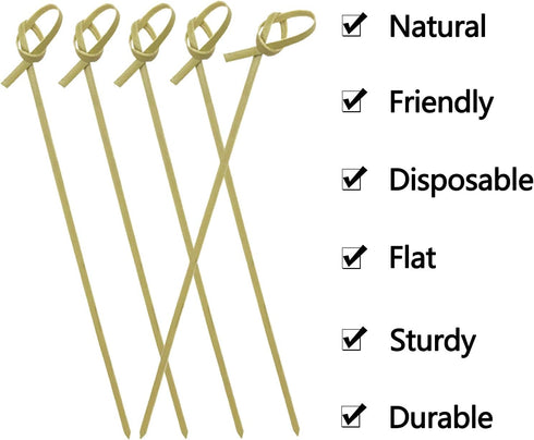 BLUE TOP Bamboo Cocktail Picks 200 PCS Bamboo Skewers 4 Inch with Looped Knot, Food Picks,Party Toothpicks for Appetizers,Cocktail Drinks,Barbecue...