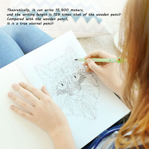 6 Sets Infinity Pencil Reusable Inkless Pencil No Sharpen Everlasting Pencil with Extra 6 Replaceable Nibs and 6 Cute Pencil Cups Infinite Pencil ...