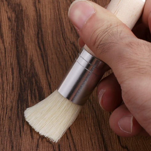 Glue Brush set,3 Pack Professional Narural Wooden Round Glue Wax Brush for Paint Bookblinding Furniture,Super Wax Brush Chalk Paint for Little Pro...