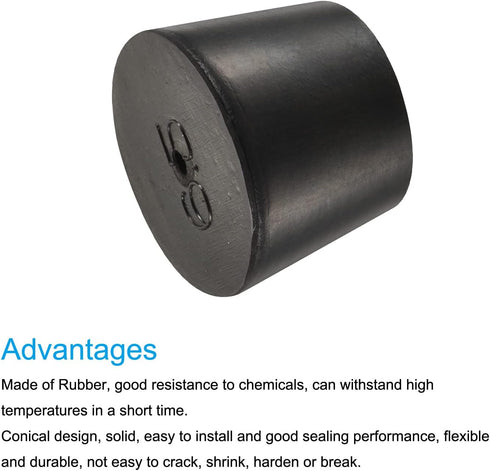 MECCANIXITY Rubber Tapered Plug 27mm to 34mm with Hole Test Tubes Bungs Stopper Black for Lab Home 3 Pieces...