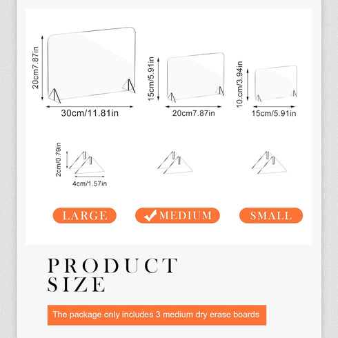 3 Pack Acrylic Dry Erase Board and Marker Glass Alternative Clear Memo Tablet Desktop Display Frameless Small Writing Whiteboard with Stand for Sc...