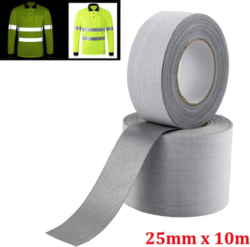 JINBING Safety Silver Reflective Fabric Tape DIY for Clohting Sew On 25mmx10m (1" x 33')...