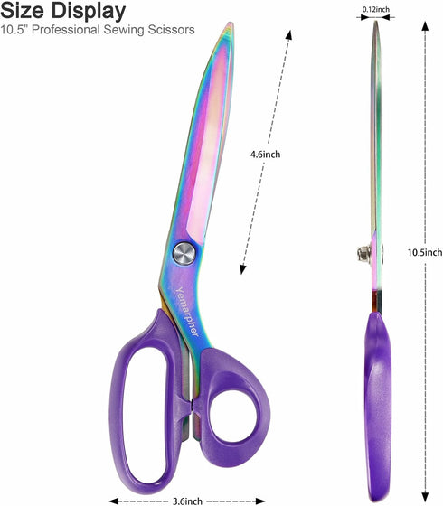 Fabric Scissors, Ultra-Sharp Stainless Steel Sewing Scissors, Professional Titanium Coating Tailor Scissors, Clothing Scissors for Home, 10.5 Inch...