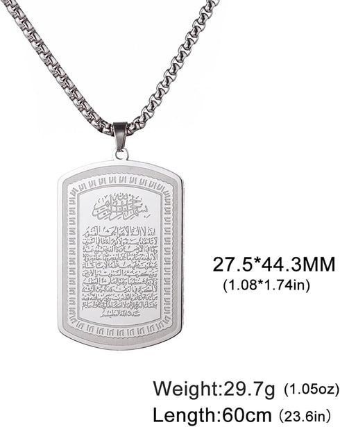 VASSAGO Islamic Necklace for Men Women Koranic Ayatul Kursi Necklace Muslim Allah Necklace Stainless Steel Arabic Jewelry Gift...
