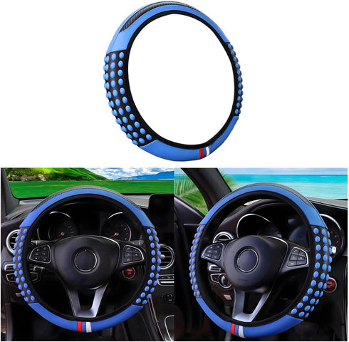 Elastic Car Steering Wheel Cover, 14.5-15Inch Stretch Breathable Vehicle Steering Wheel Protector Wrap, Comfortable Auto Accessories Universal for...