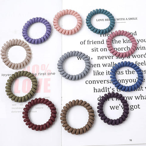 Spiral Hair Ties 20 Pieces No Crease Coil Hair Ties No Damage Phone Cord Hair Ties Elastics Hair Coils Traceless Plastic Hair Bands Spiral Bracele...