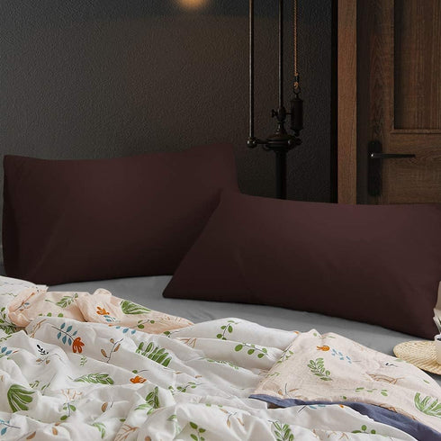 BEDSUM Microfiber Queen Pillowcases Set of 2, Soft Wrinkle Resistant and Easy Care Pillow Cases with Envelope Closure for Kids, 20x30 inches, Dark...