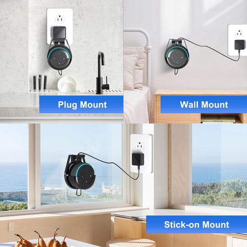 suptek Wall Mount Holder for Echo Dot 3rd Gen, Outlet Wall Mount Stand for Alexa, with Built-in Cable Management, Wall Screw or Stick-on Option, S...