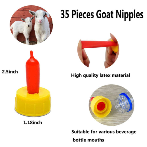 35 PCS Pritchard Nipple for Goats, Small Soft Goat Nipples Silicone Lambs Milk Drink Nipple for Feeding Sheep Goat Lamb Puppy Nursing Farm Supplie...