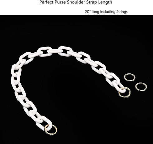 Yichain Chunky Acrylic Purse Strap Bag Chain Handle Replacement,Handbag Purse Making Accessory Decoration (White)...