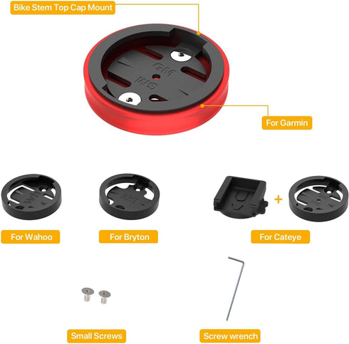 Bike Stem Top Cap Mount - Garmin Mountain Bike Mount for Garmin 25 200 130 500 510 520 520 800 810 820 1000 1030, Wahoo Elemnt, Bryton, Cateye Cyc...