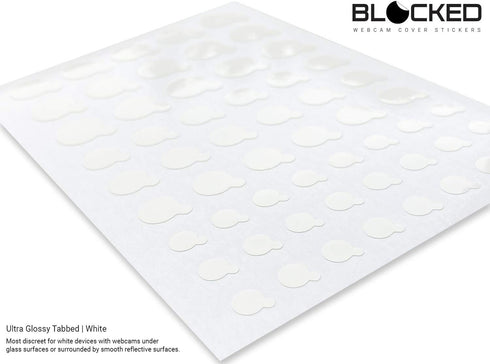 Stackable Webcam/Camera Vinyl Covers | 57 Tabbed Low-Tack Restickable Webcam Sticker | Multiple Sizes | White 57-Pack Tabbed (Ultra Glossy)...
