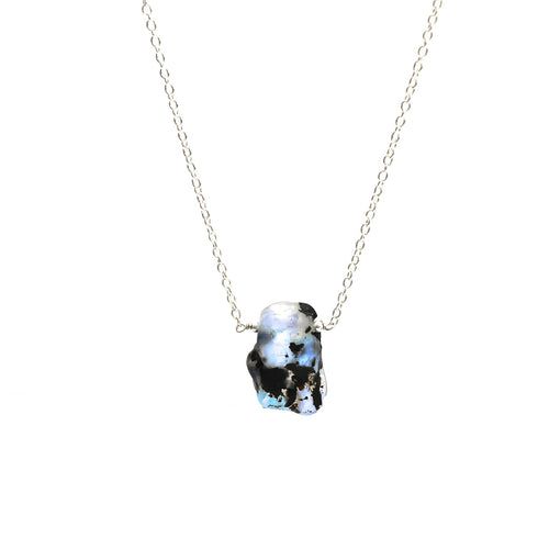 Gempires Raw Moonstone with Black Tourmaline Pendant Necklace, Handmade Crystal Jewelry, Everyday wear Necklace,16 + 2 Inch Silver Plated Adjustab...