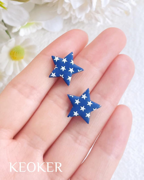 KEOKER Silk Screen Stencils for Polymer Clay Reusable Stars, 4th of July Star Silkscreen for Clay, Printing on Clay & Other Jewelry Clay Earrings ...