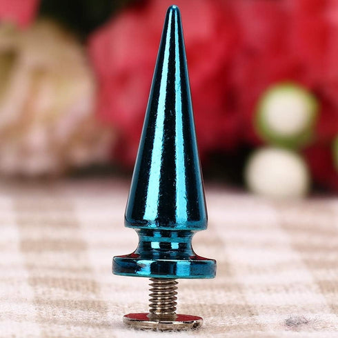 HEEPDD 10Pcs 10x26MM Large Size Cone Spikes Punk Rivets Stud Screw Tree Shape Back Spikes for DIY Leather Shoes Jacket Craft Garment Bag(Blue)...