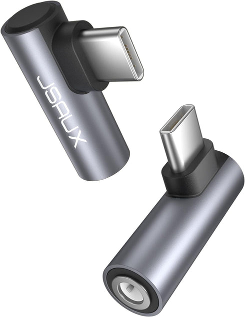 JSAUX 2 Pack Right Angle USB C to 3.5mm Audio Adapter, Type USB C to Headphone Jack Dongle Aux Adapter Compatible with Samsung Galaxy S23/S22/S21/...