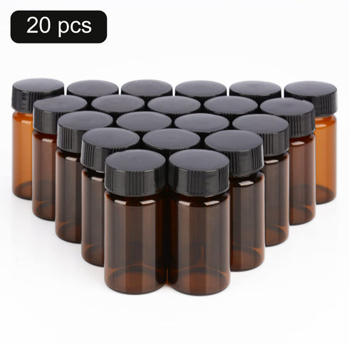 stonylab Brown Glass Sample Vials with Cap, Screw Cap Sample Vials Amber Glass Liquid Sampling Bottle Reagent Bottle with Screwcap, Capacity 20 ml...