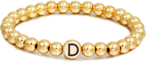 YBMYCM Letter Beaded Bracelets Initial Bracelets 14K Gold Plated Stretch Bracelets for Women Jewelry...