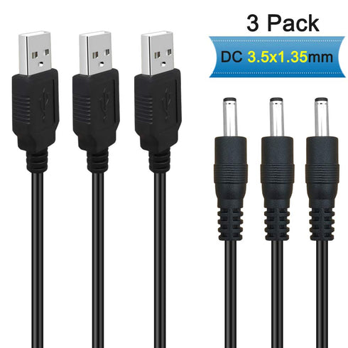 3Pack 6FT 5V DC Power Cord USB to DC 3.5mm x 1.35mm Barrel Jack Adapter Connector Charging Cable Plug...
