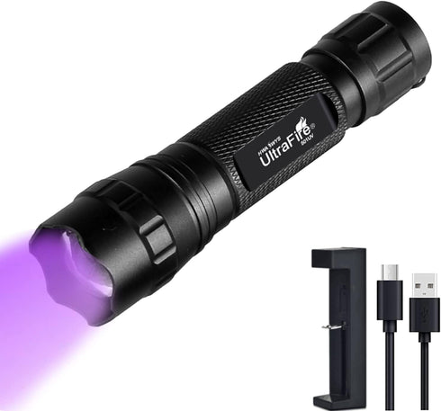 ULTRAFIRE 501B UV Flashlight Adjustable Focus 395nm Ultraviolet Black Light Mini Flashlight,Pet Urine Detector for Resin Curing, Dry Stain, Scorpi...
