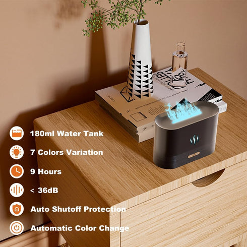 7-Color Diffuser Colorful Flame Diffuser Mist Humidifier Aromatherapy Diffuser with Waterless Auto-Off Protection for Spa Home Yoga Office...