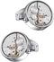 Mr.Van Men's Cufflinks - Rhodium-Plated Brass Steampunk Gear Design, Non-Rotating Watch Movement - Gift Box Included...