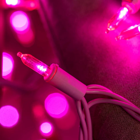 200 Pink LED Christmas Lights with Pink Wire, Pack of 2 Sets 33 ft 100 Count UL Certified Commercial Grade String Light...