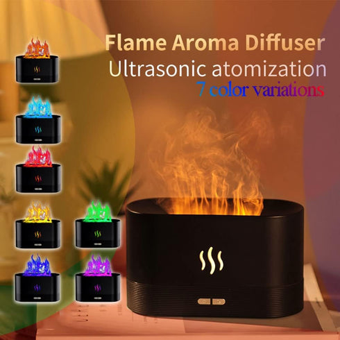 Upgraded 7 Color Flame Fireplace Air Aroma Essential Oil Diffuser,USB Personal Desktop Noiseless Cool Mist Humidifier with Auto-Off Protection for...