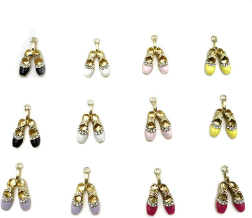 12Pcs Ballet Shoe Shaped Beads Gold Plated Shoes Shaped Enamel Charms Cute Alloy Shoes Shaped Beads for Bracelet Necklace Keychain Jewelry Making ...