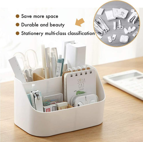 Desk Organizer with 5 Compartments, Office Supplies Organizers and Accessories, Makeup Brush Holder, Pen/Pencil Holder, Remote Control Holder with...