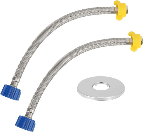 Flexible Toilet Water Supply Line 12inch,Stainless Steel Braided Hose With 3/8 Female Compression Thread x 7/8 Female Ballcock Thread?2pack...