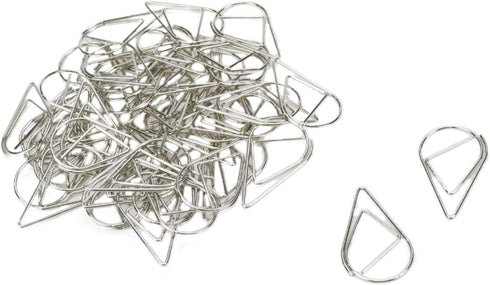 Silver Water Drop Shape Paperclips 1.0mm Wire Diameter Metal Paper Clips for Office Supplies 50pcs(30x20mm)...