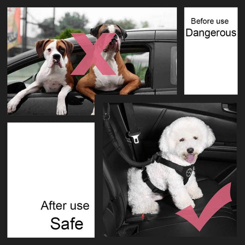 SlowTon Dog Seat Belt for Car, 2 Pack Dog Car Harness Seatbelt Adjustable with Elastic Bungee Buffer, 2 in 1 Pet Car Leash Headrest Restraint Dog ...