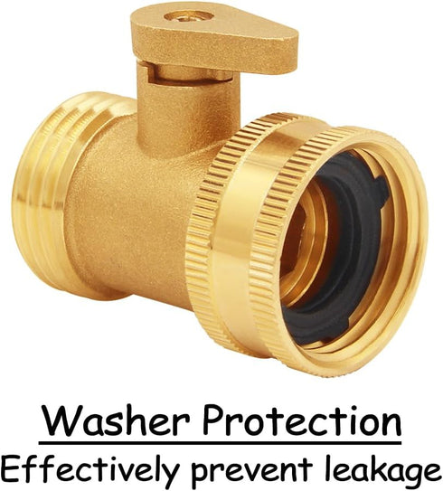 2PCS Brass Garden Hose Shut Off Valve Heavy Duty 3/4 Inch GHT Threaded Water Hose Ball Valve with Washers for Outdoor Lawn and Gardening Hoses Con...