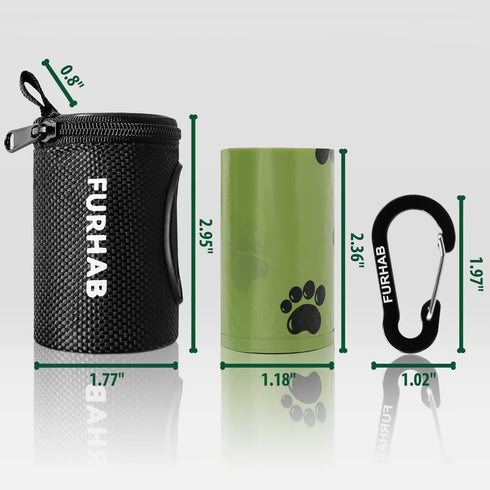 Dog Poop Bag Holder for Leash Doggie Waste Bag Dispenser Soft Fabric Puppy Potty Carrier Small Doggy Zipper Pouch with Carabiner Clip with 1 Roll ...